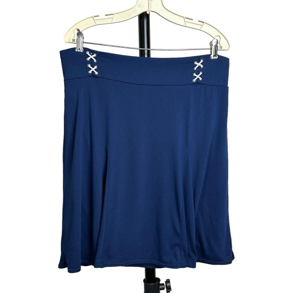 Lauren Ralph Lauren Size Large Blue Nautical Circle Skirt Pleated Coastal Beachy